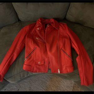 Zara red faux leather jacket